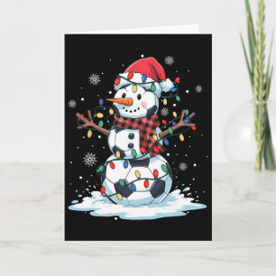 Schneemann Fußballspieler Weihnachtsmann Hut Weihn Karte