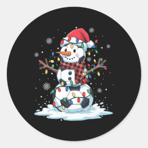 Schneemann Fußballspieler Weihnachtsmann Hut Weihn Runder Aufkleber