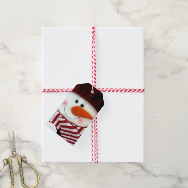 Schneemann Geschenkanhänger (Mit Garn)