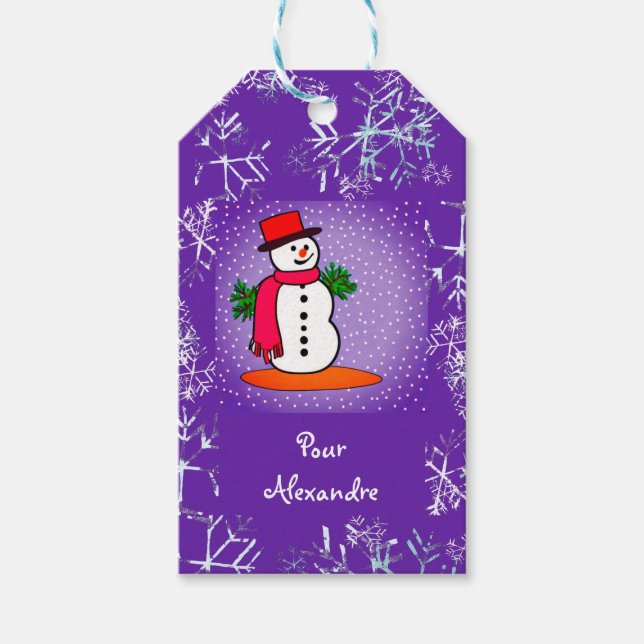 Schneemann Geschenkanhänger (Vorderseite)