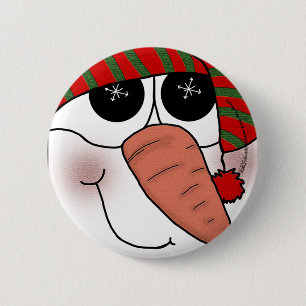 Schneemann-Gesichts-Schneeflocke-Schein Button