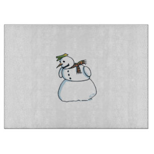 Schneemann Glas Schneidbrett Schneidebrett