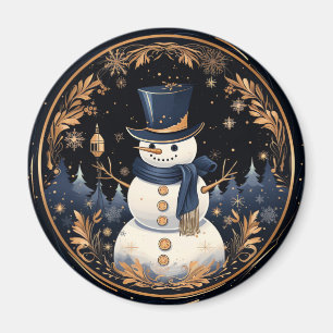 Schneemann Gold Blätter Feiertagsmagnet Magnet