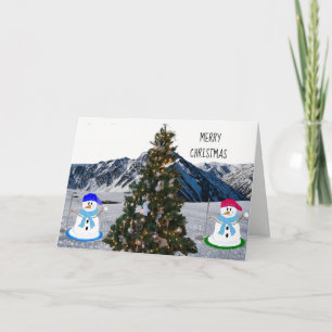 Schneemann-Golfer-Weihnachtskarte Feiertagskarte