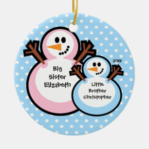 Schneemann-große Schwester-Weihnachtsverzierung Keramik Ornament