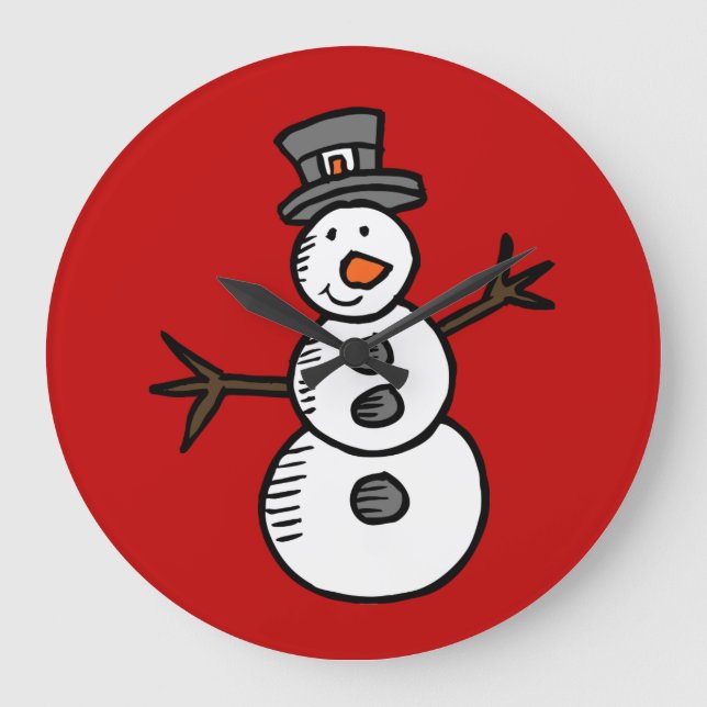 Schneemann Große Wanduhr (Vorderseite)