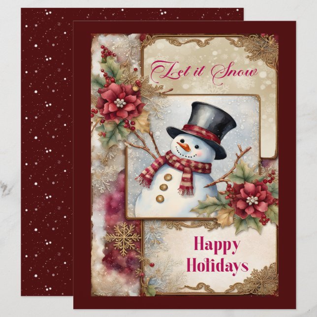 Schneemann Gruß Scrapbook Papier (Vorne/Hinten)