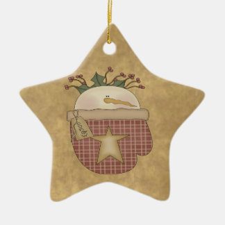 Schneemann-Handschuh-Weihnachtsstern-Verzierung Keramikornament