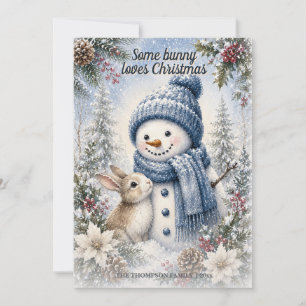 Schneemann Hase Wasserfarbe Winter Weihnachten