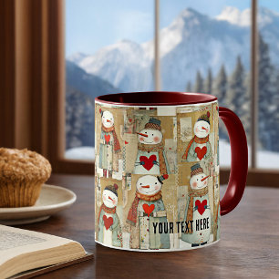 Schneemann-Herzen Winter Kaffeetasse