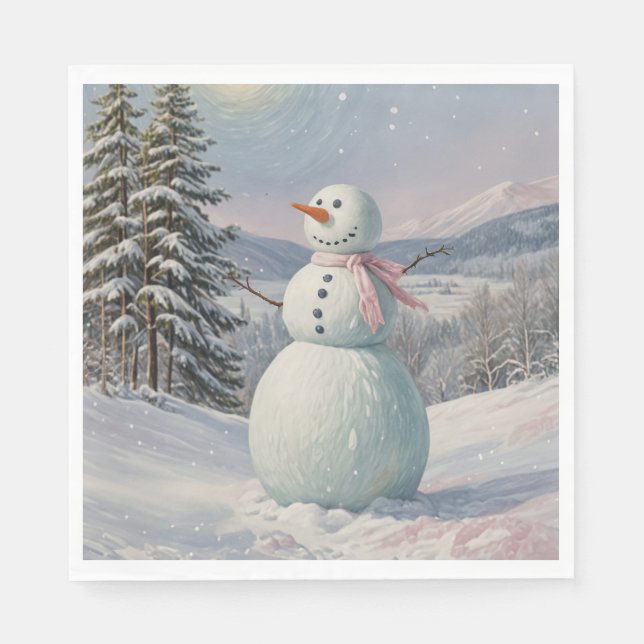 Schneemann im alpinen Glanz Serviette (Vorderseite)