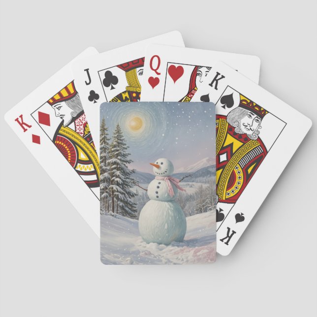 Schneemann im alpinen Schein Spielkarten (Rückseite)