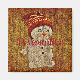 Schneemann im niedlichen rustikalen Winter Magnet