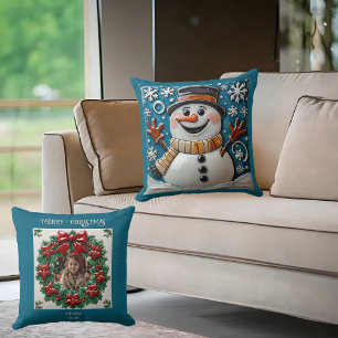 Schneemann im Schneewirbelkissen Kissen