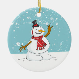 Schneemann im Schneezauber Keramik Ornament