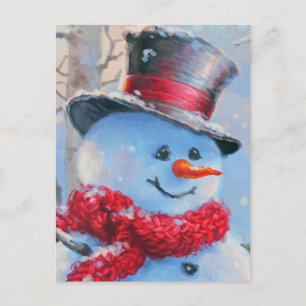 Schneemann im Wald Postkarte