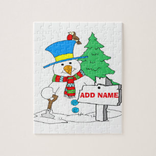 Schneemann im Weihnachtsstil Puzzle