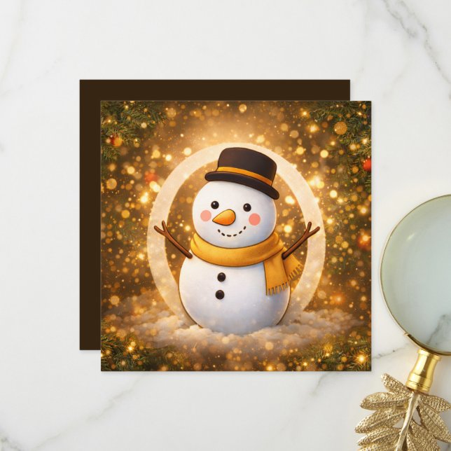 Schneemann im Winter Dankeskarte (Vorderseite/Rückseite Beispiel)