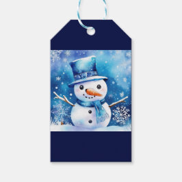 Schneemann in blau geschenkanhänger