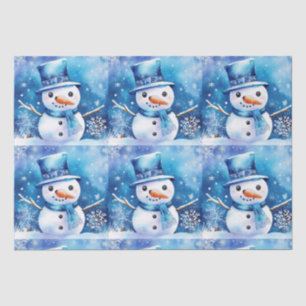 Schneemann in blau seidenpapier