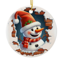 Schneemann in der Weihnachtsmannmütze - 3D