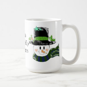 Schneemann in einem hohen Black Hat Kaffeetasse