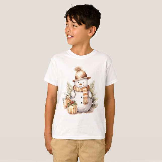 Schneemann in Gold gekleidet T-Shirt (Vorne ganz)