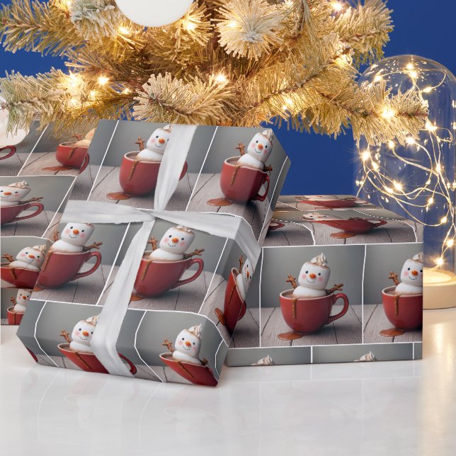 Schneemann in heißer Schokolade Geschenkpapier (Feiertage)
