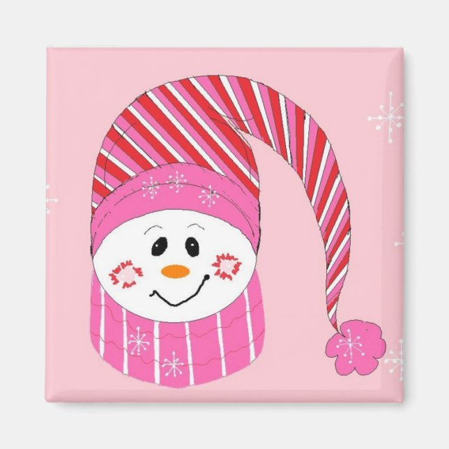 Schneemann in Rosa Magnet (Vorne)