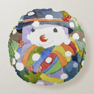 Schneemann in Schnee 2011 Rundes Kissen