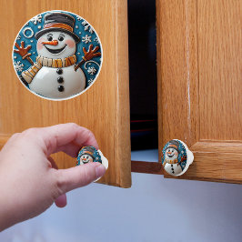 Schneemann in Schneeweihnachtszeit Keramikknauf