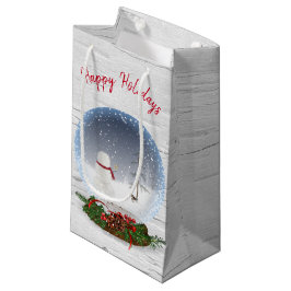 Schneemann in Weihnachten Schneeglobe auf Birne Kleine Geschenktüte
