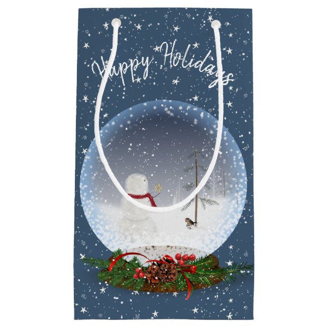 Schneemann in Weihnachten Schneeglobe Kleine Geschenktüte (Vorderseite)