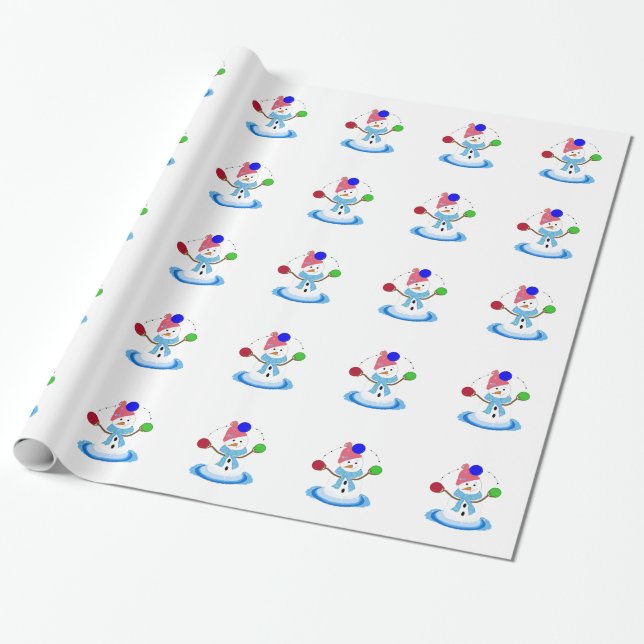 Schneemann Jonglier Laune Geschenkpapier (Ungerollt)