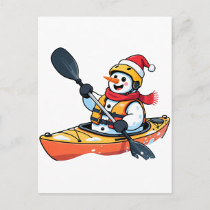 Schneemann-Kajakfahrer-Weihnachten 2026 Feiertags- Ankündigungspostkarte