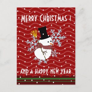Schneemann kawaii Weihnachtsgrüße Feiertagspostkarte
