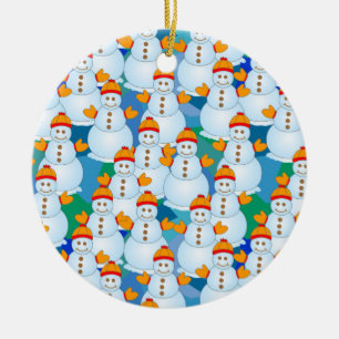 Schneemann Keramik Ornament