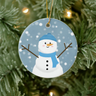 Schneemann Keramik Ornament
