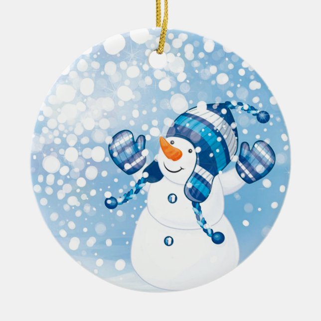Schneemann Keramikornament (Vorne)