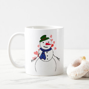 Schneemann kleiner verliebter Junge Kaffeetasse