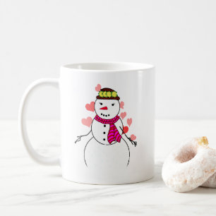 Schneemann kleines Mädchen verliebt Kaffeetasse