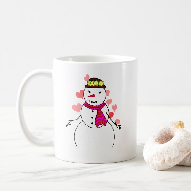 Schneemann kleines Mädchen verliebt Kaffeetasse (Mit Donut)