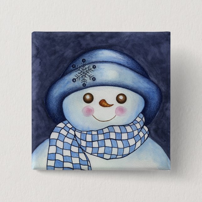 Schneemann-Knopf mit blättriger Oberfläche Button (Vorderseite)