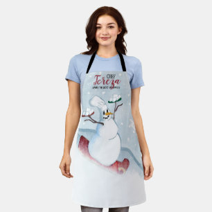 Schneemann-Koch personalisiertes Backen Schürze