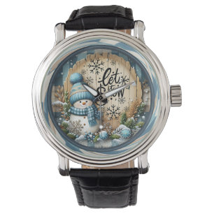 Schneemann Lass es schneien Blau Armbanduhr