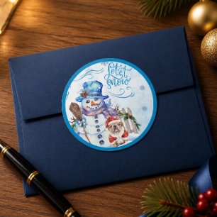 Schneemann Lass es schneien Rund Sticker