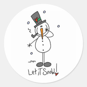 Schneemann Lass es schneien Runder Aufkleber