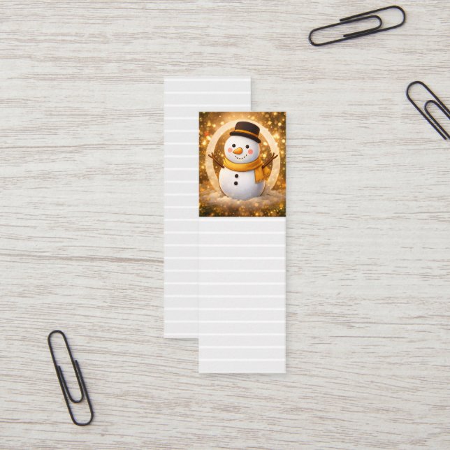Schneemann-Lesezeichen Mini Visitenkarte (Vorderseite/Rückseite Beispiel)
