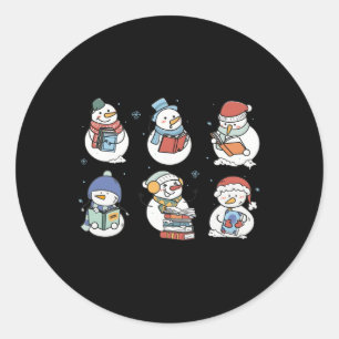 Schneemann liest Buch Santa Weihnachten Buchliebha Runder Aufkleber
