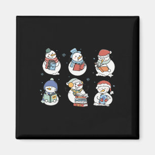 Schneemann liest Buch Weihnachtsmann Weihnachten B Magnet